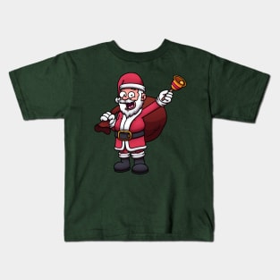 Santa Claus With Bell Carrying Sack Kids T-Shirt